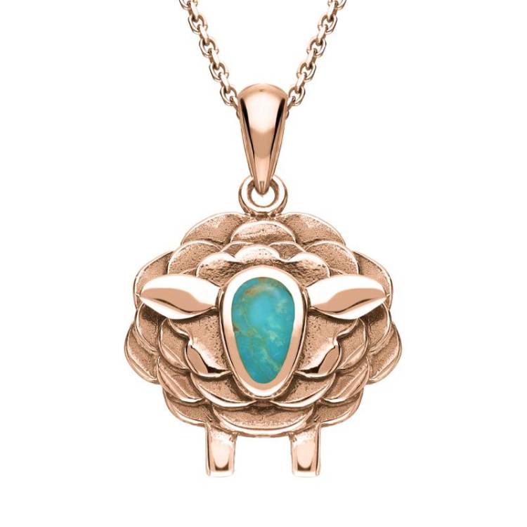 9ct Rose Gold Turquoise Sheep Necklace