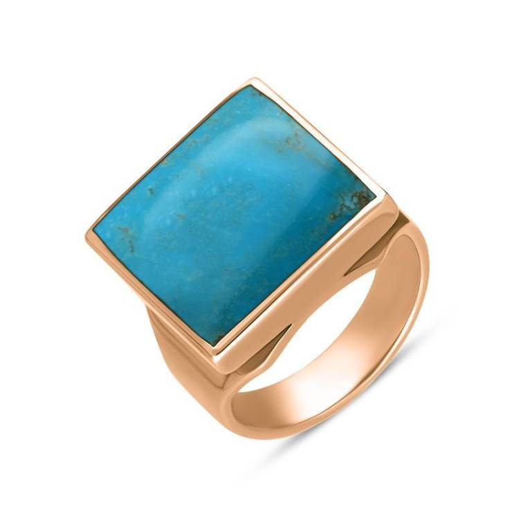 9ct Rose Gold Turquoise Small Square Ring - Rose Gold