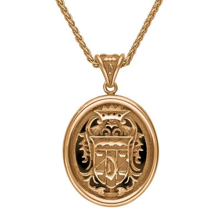 9ct Rose Gold Whitby Jet Commemorative Dracula Necklace