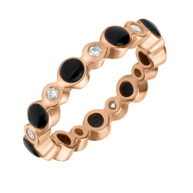 9ct Rose Gold Whitby Jet Diamond Eternity Ring