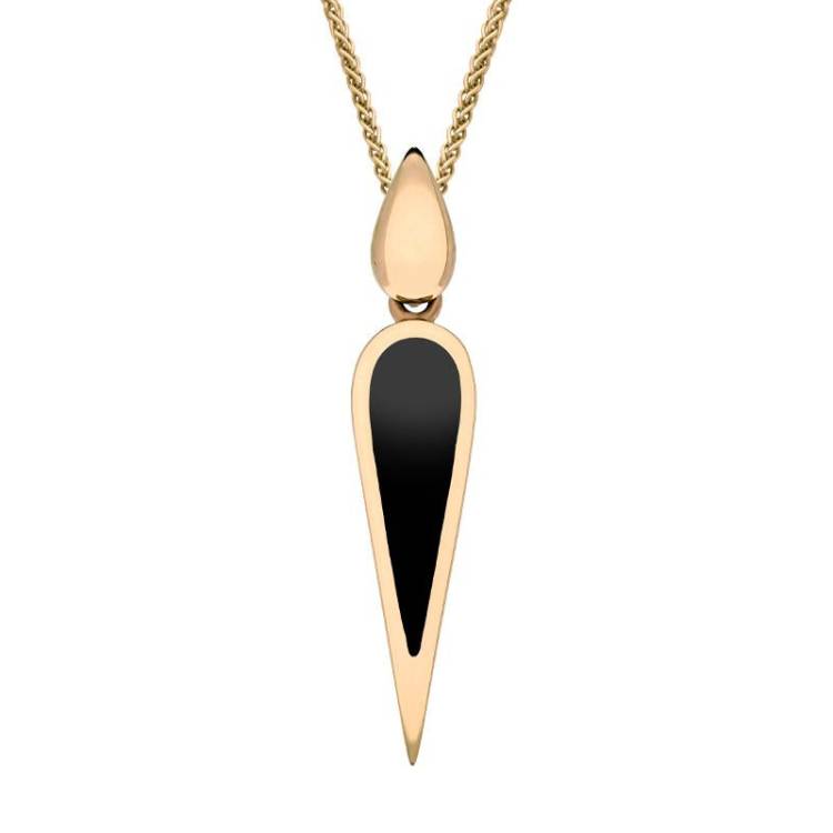 9ct Rose Gold Whitby Jet Toscana Pear Drop Necklace. - Rose Gold