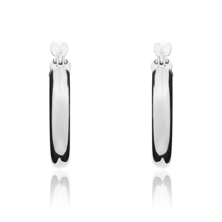 9ct White Gold 15mm Hoop Earrings