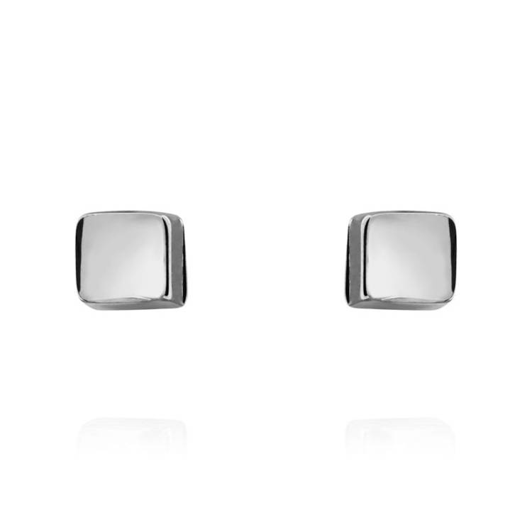 9ct White Gold 3mm Cube Stud Earrings