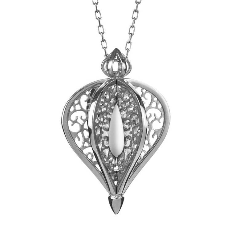 9ct White Gold Bauxite Flore Filigree Small Necklace