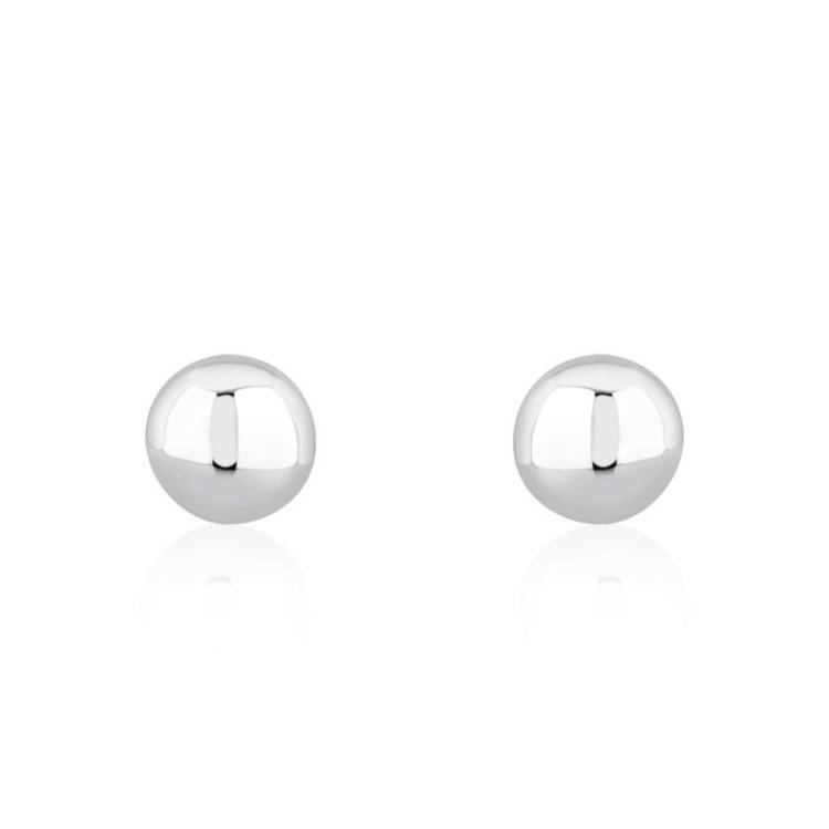 9ct White Gold 8mm Button Stud Earrings