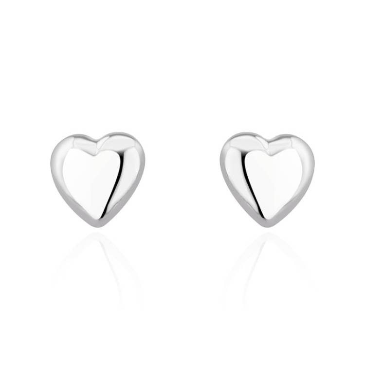9ct White Gold 10mm Curved Heart Stud Earrings