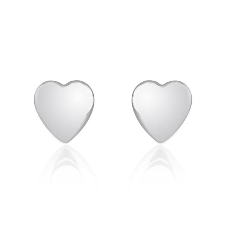 9ct White Gold 8.5mm Heart Stud Earrings