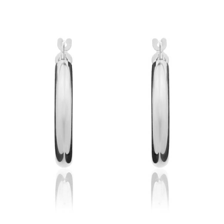 9ct White Gold 20.5mm Hoop Earrings