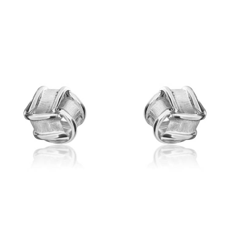 9ct White Gold 10mm Looped Knot Stud Earrings