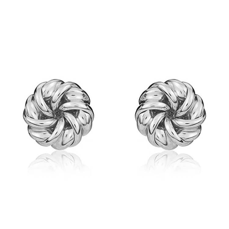9ct White Gold 7mm Looped Knot Stud Earrings