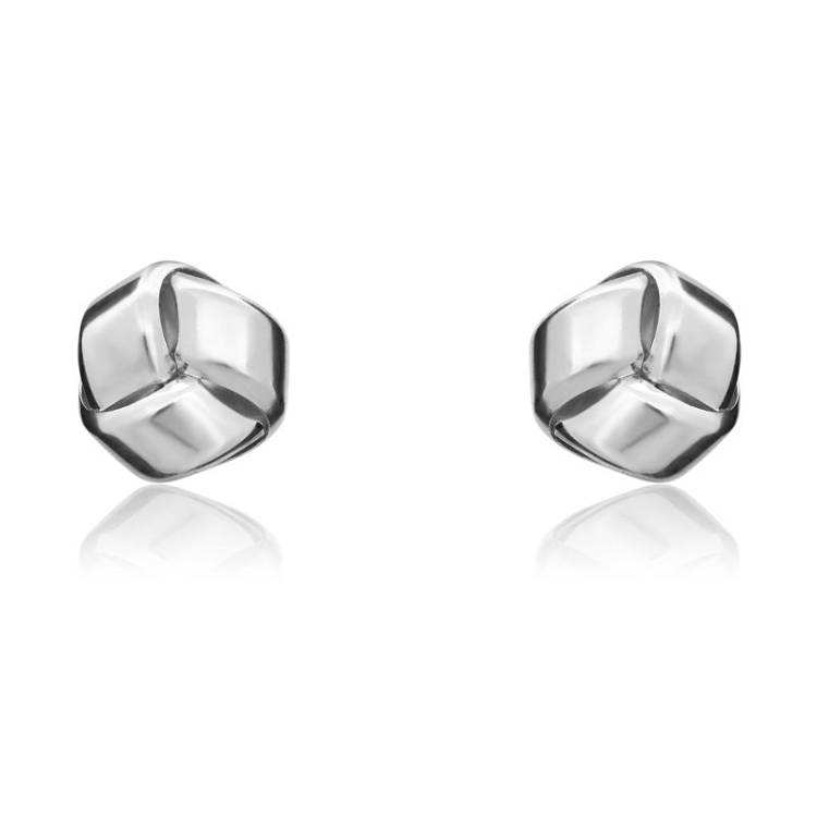 9ct White Gold 8mm Looped Knot Stud Earrings