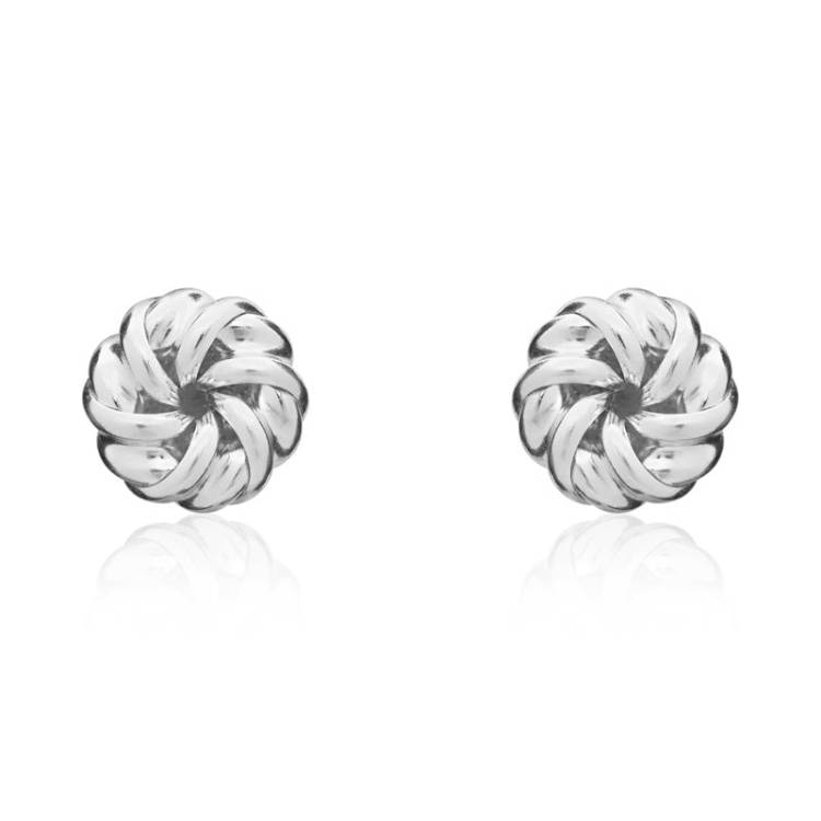 9ct White Gold 6mm Looped Knot Stud Earrings