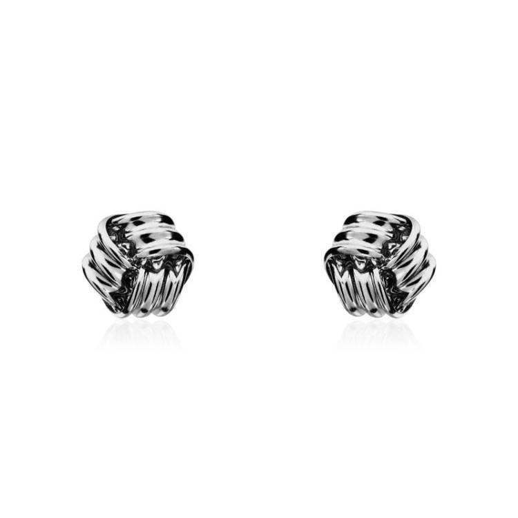 9ct White Gold 5mm Looped Knot Stud Earrings