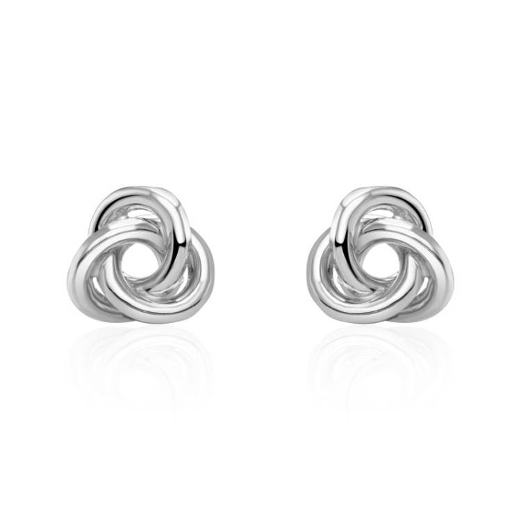 9ct White Gold 11mm Looped Knot Stud Earrings