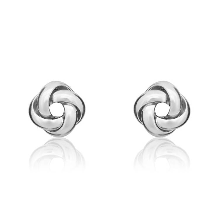 9ct White Gold 9mm Looped Knot Stud Earrings