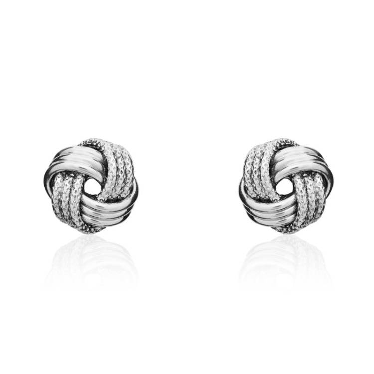 9ct White Gold 9.5mm Looped Knot Stud Earrings