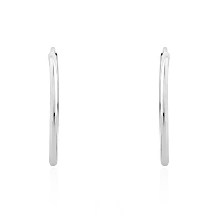 9ct White Gold 23mm Sleeper Hoop Earrings