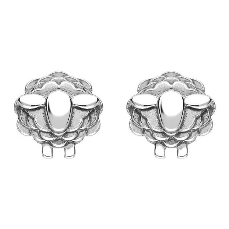 9ct White Gold Sheep Stud Earrings
