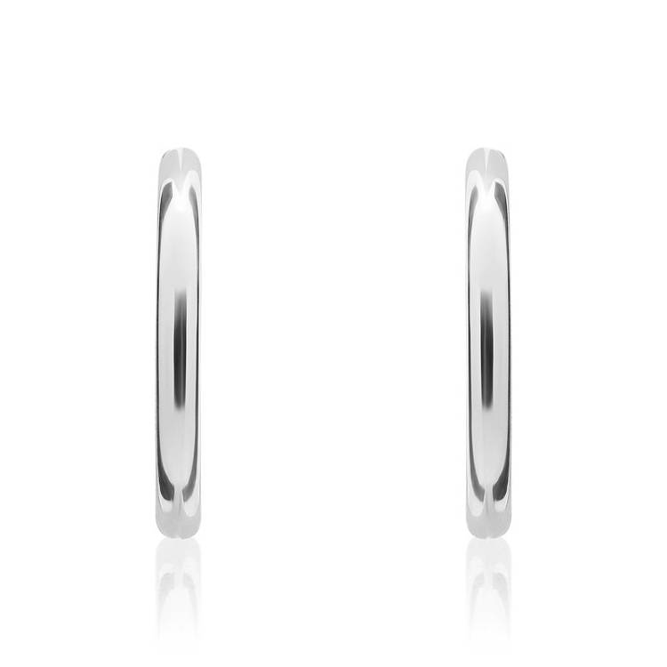 9ct White Gold 13mm Sleeper Hoop Earrings