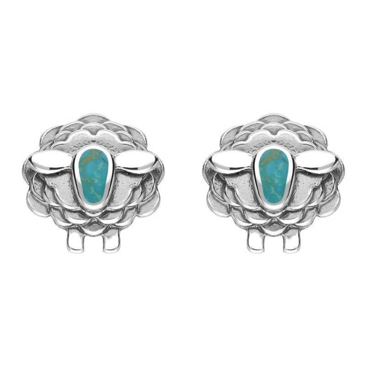 9ct White Gold Turquoise Sheep Stud Earrings