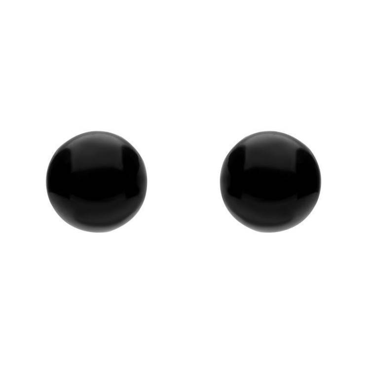 White Gold Whitby Jet 10mm Ball Stud Earrings - 9ct