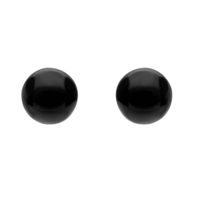 White Gold Whitby Jet 6mm Ball Stud Earrings - 9ct