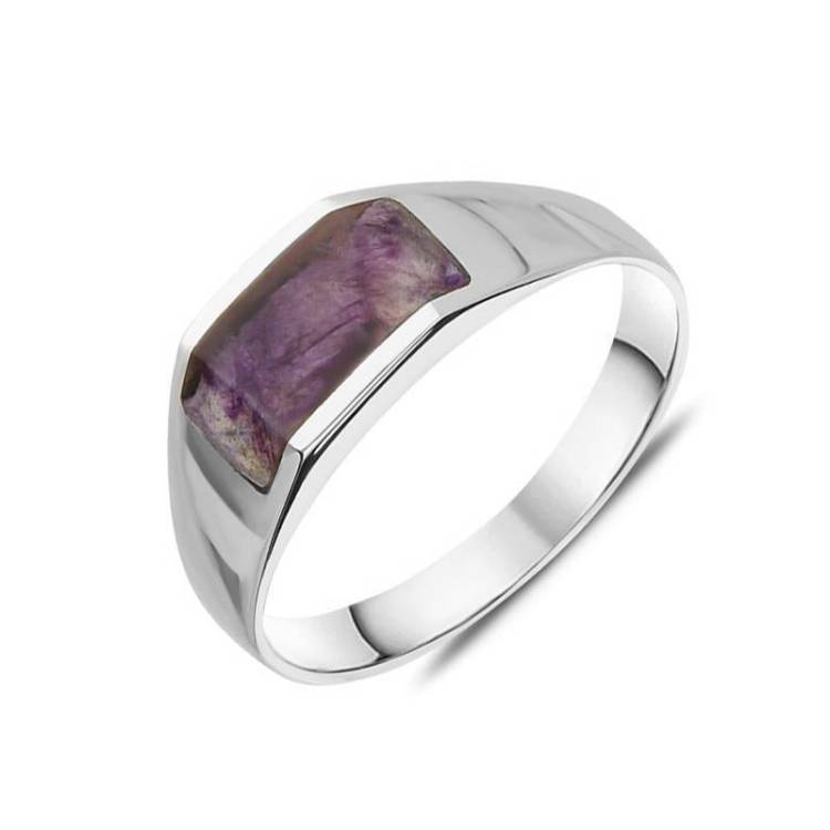 9ct White Gold Blue John Cut Off Band Ring