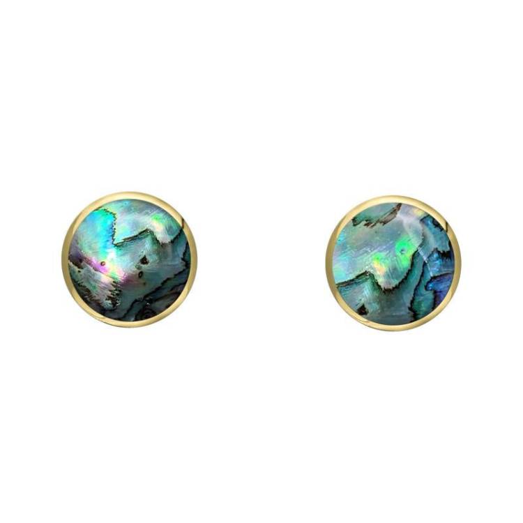 9ct Yellow Gold Abalone 4mm Classic Small Round Stud Earrings