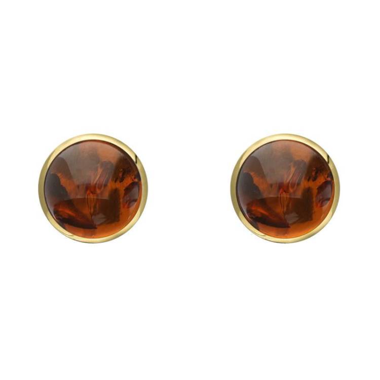 9ct Yellow Gold Amber 5mm Classic Small Round Stud Earrings