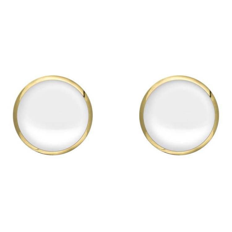 9ct Yellow Gold Bauxite 8mm Classic Large Round Stud Earrings