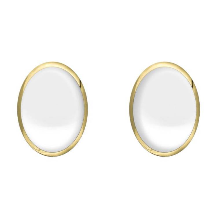 9ct Yellow Gold Bauxite 8 x 10mm Classic Large Oval Stud Earrings