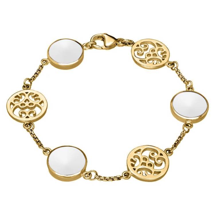 9ct Yellow Gold Bauxite Flore Filigree Bracelet
