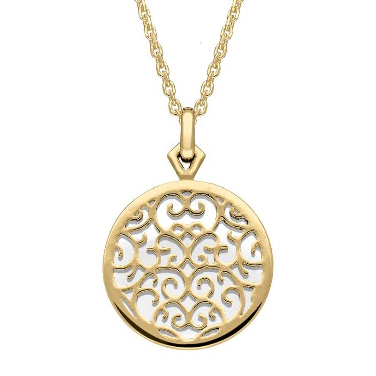 9ct Yellow Gold Bauxite Flore Filigree Necklace
