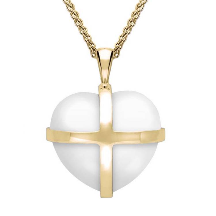 9ct Yellow Gold Bauxite Medium Cross Heart Necklace - Yellow Gold