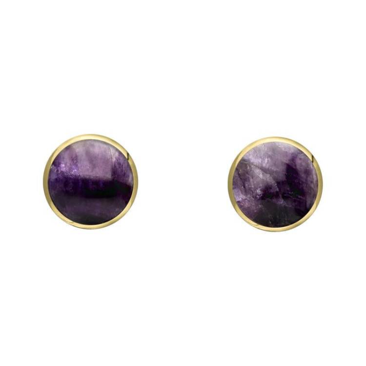 9ct Yellow Gold Blue John 4mm Classic Small Round Stud Earrings