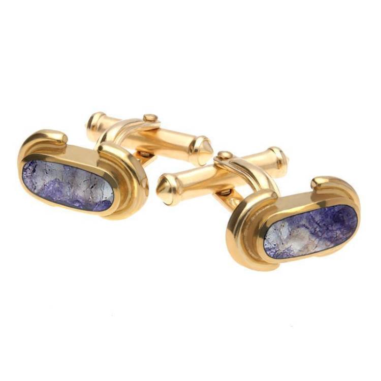 9ct Yellow Gold Blue John Dodgem Cufflinks