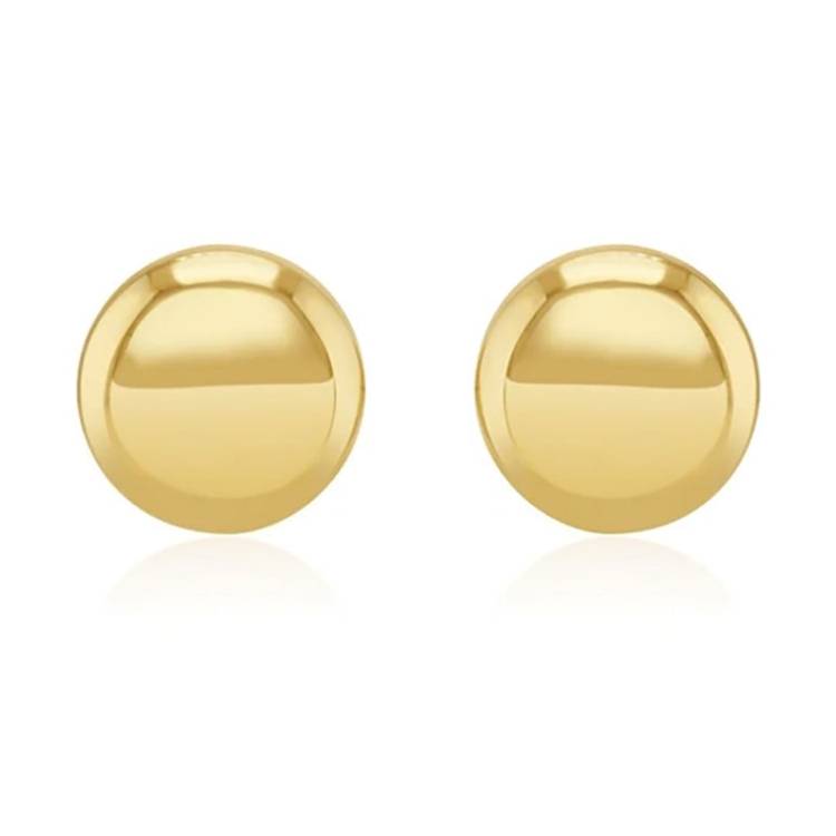 9ct Yellow Gold 12mm Button Stud Earrings