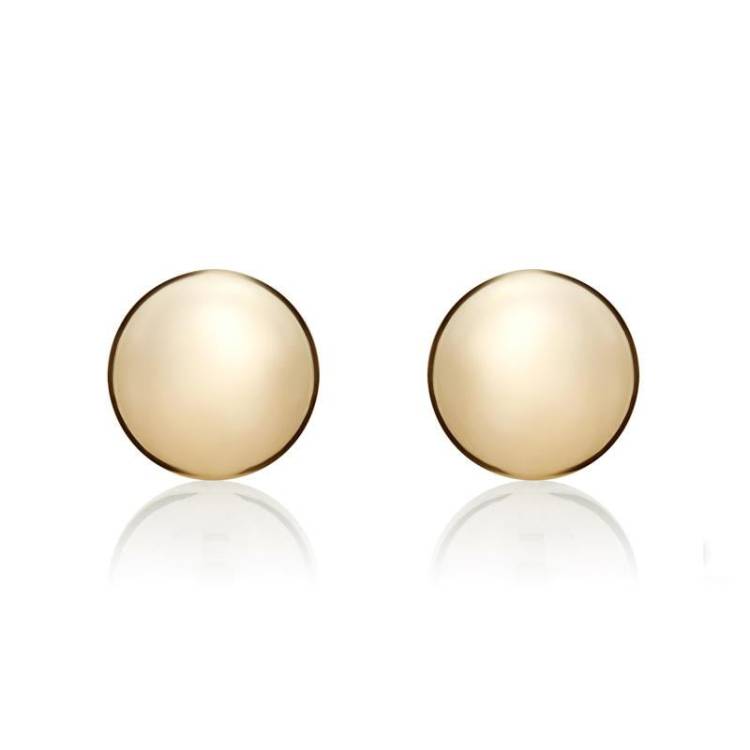 9ct Yellow Gold 10mm Button Stud Earrings