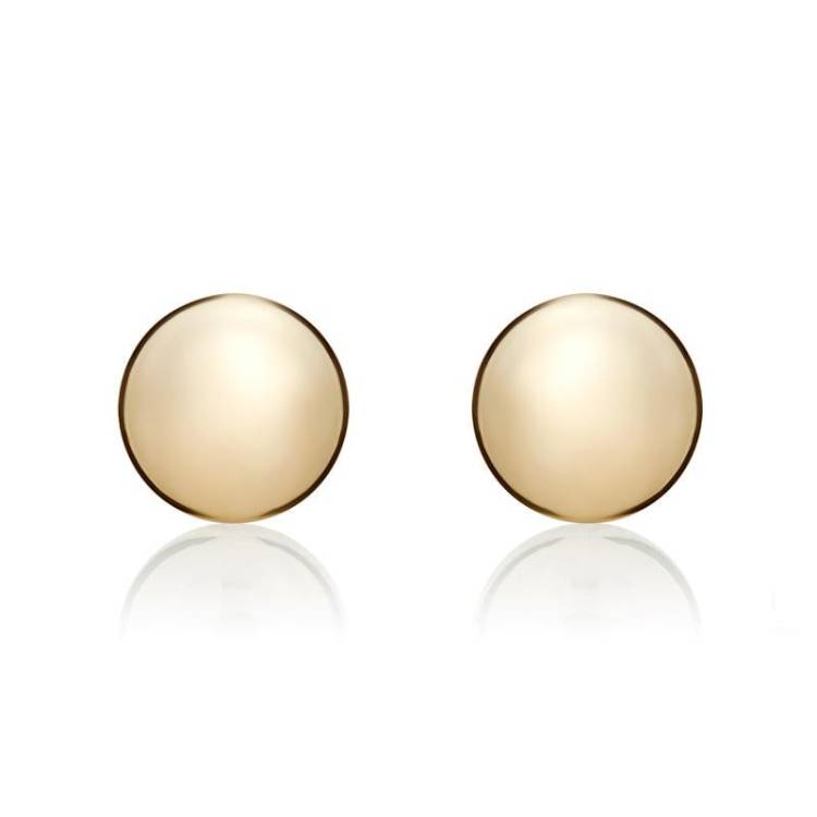 9ct Yellow Gold 8mm Button Stud Earrings