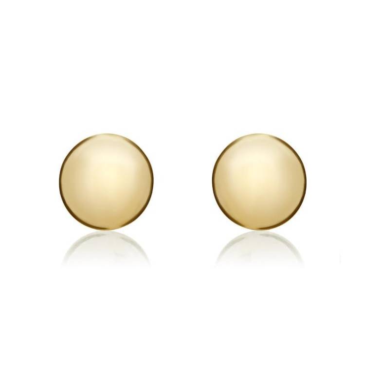 9ct Yellow Gold 7mm Button Stud Earrings