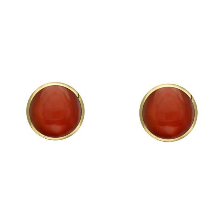 9ct Yellow Gold Carnelian 4mm Classic Small Round Stud Earrings