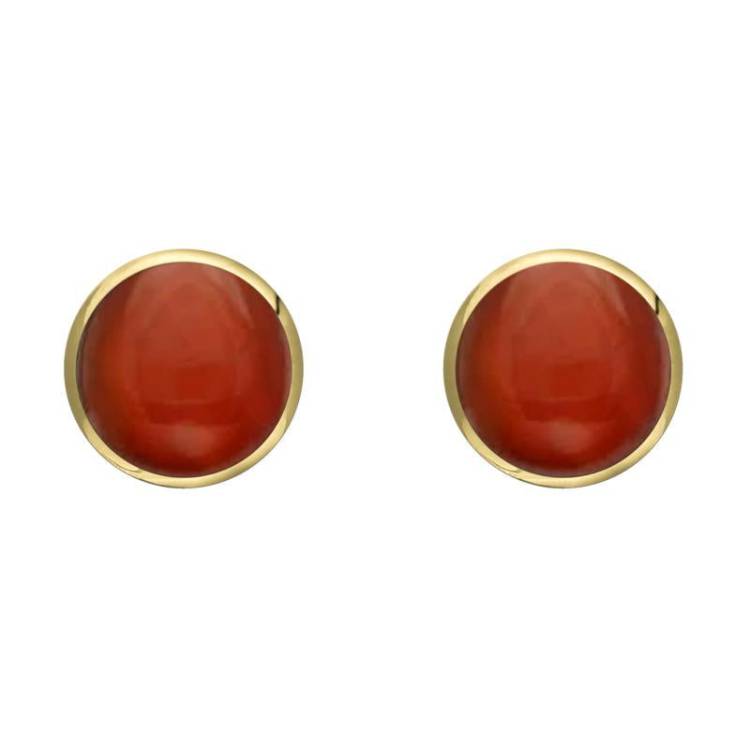 9ct Yellow Gold Carnelian 6mm Classic Medium Round Stud Earrings