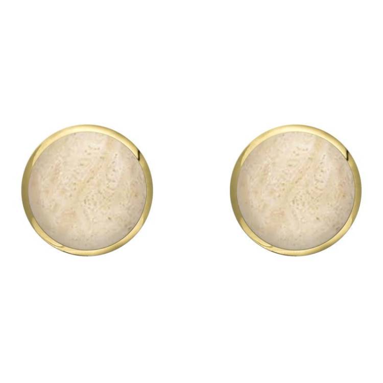 9ct Yellow Gold Coquina 8mm Classic Large Round Stud Earrings