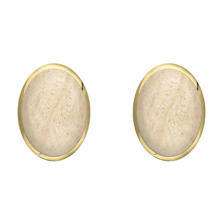 9ct Yellow Gold Coquina 8 x 10mm Classic Large Oval Stud Earrings