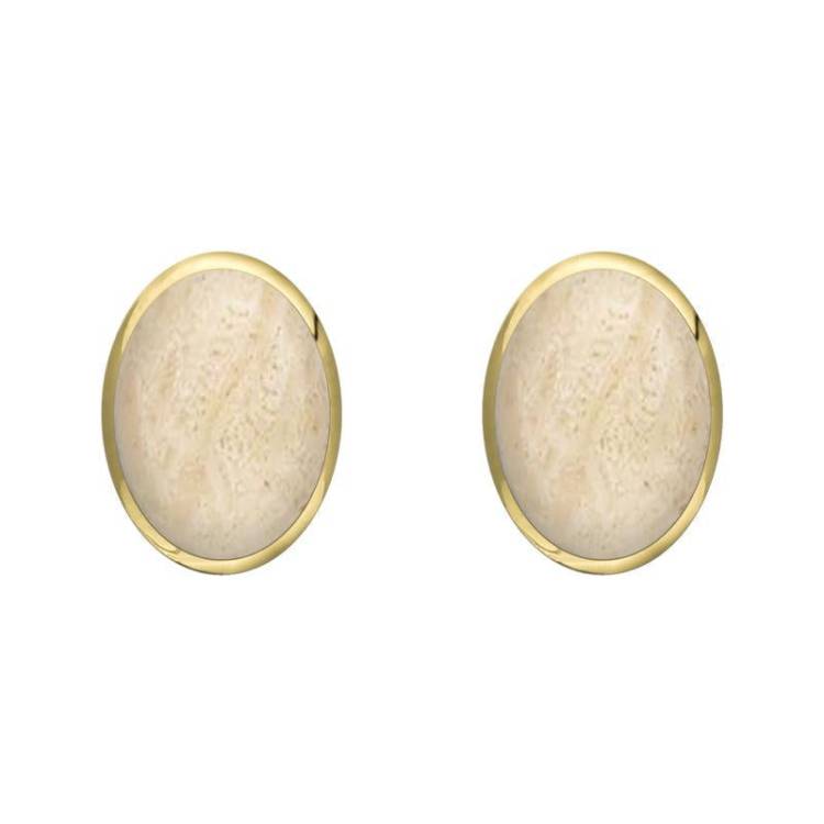 9ct Yellow Gold Coquina 8 x 6mm Classic Medium Oval Stud Earrings
