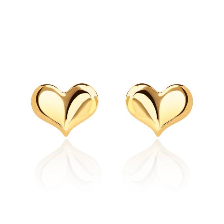9ct Yellow Gold 10mm Curved Heart Stud Earrings