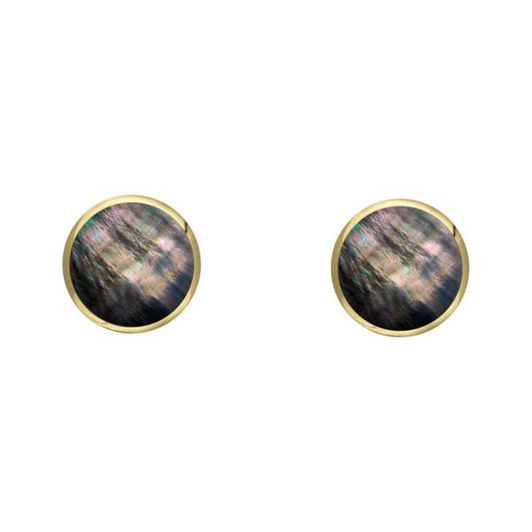 9ct Yellow Gold Dark Mother of Pearl 4mm Classic Small Round Stud Earrings