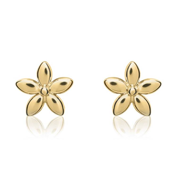 9ct Yellow Gold 9mm Flower Stud Earrings
