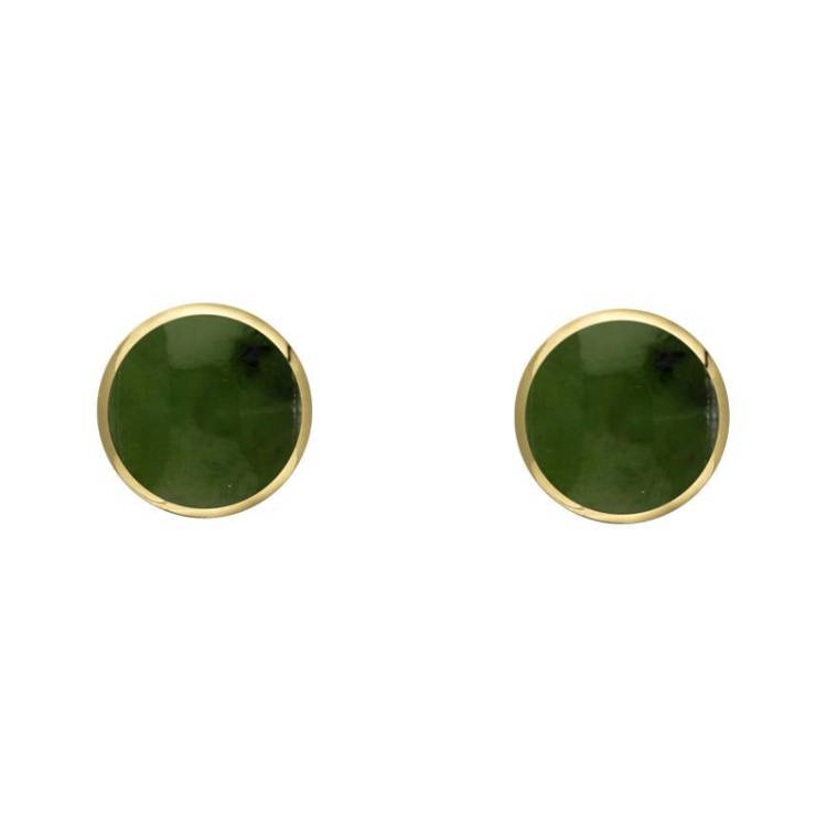9ct Yellow Gold Jade 4mm Classic Small Round Stud Earrings