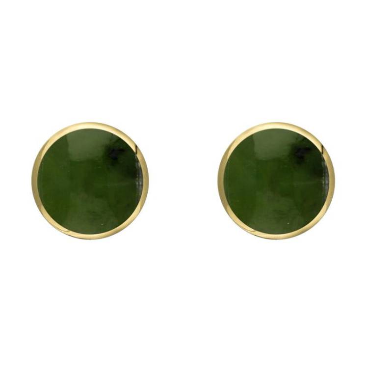 9ct Yellow Gold Jade 6mm Classic Medium Round Stud Earrings